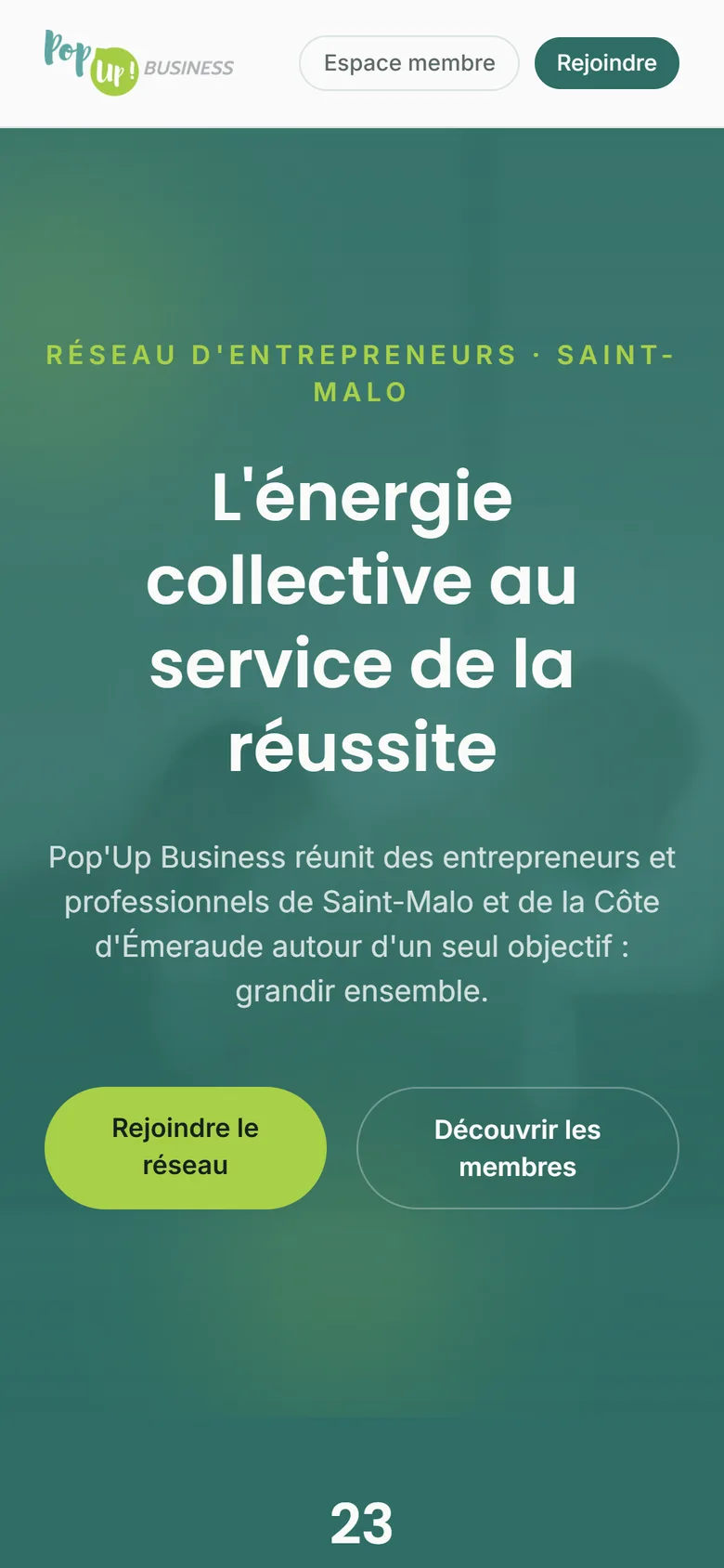 Pop'Up Business sur téléphone