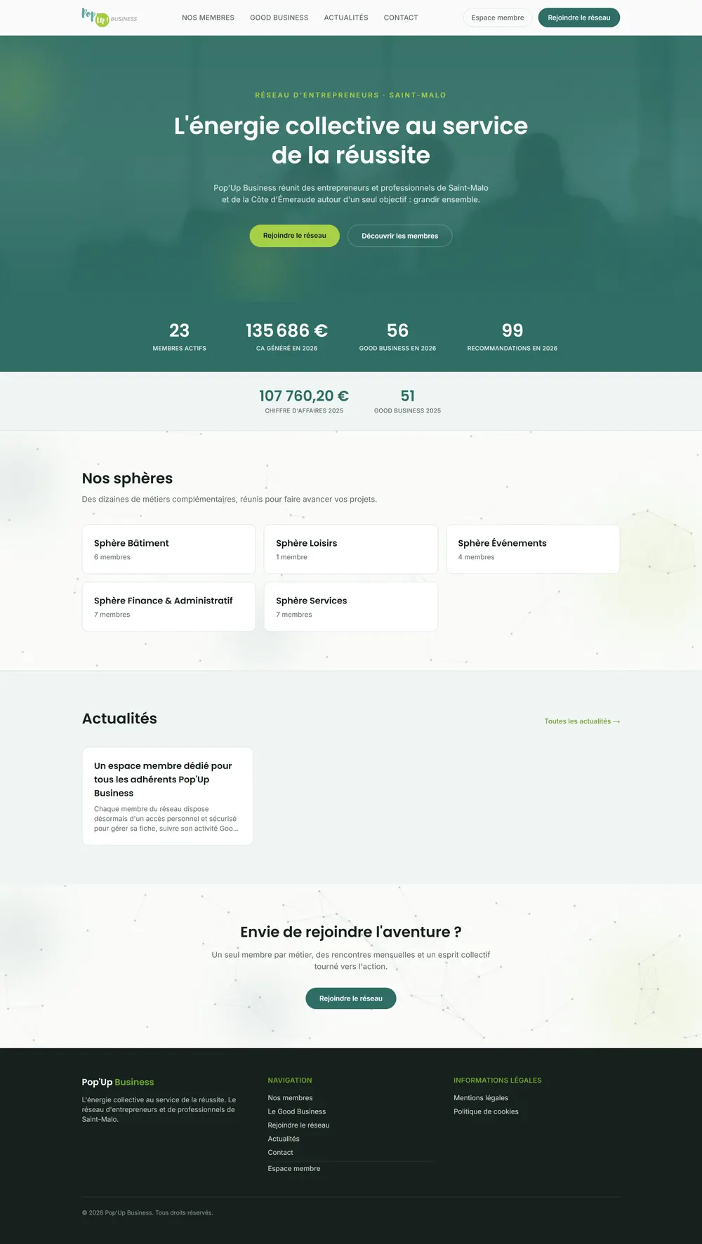 Le site Pop'Up Business